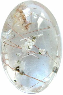 26.38 carats rutilated quartz cabochon gemstone, transparent gems rutile needles landscape, exclusive loose faceted quartz, gemstones shopping